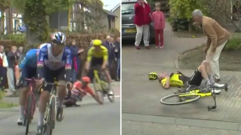 Así fue la dura caída de Matteo Jorgenson en la Amstel Gold Race 2026