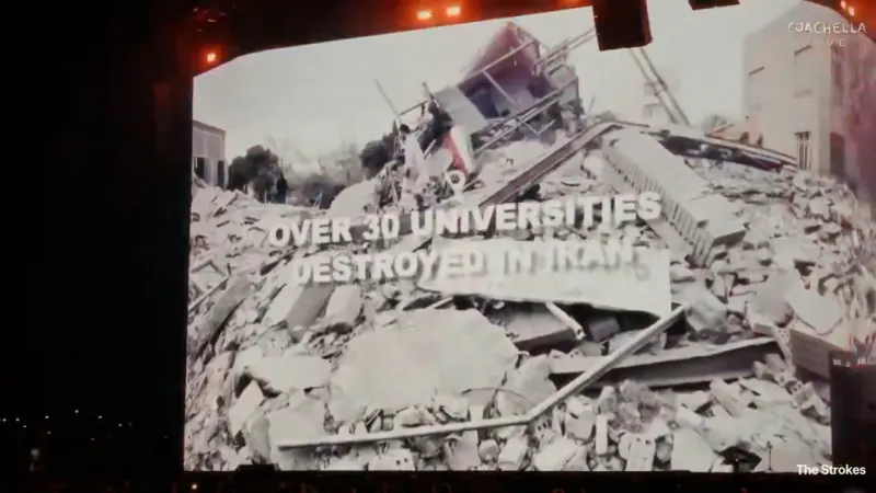 The Strokes highlight destroyed Gaza and Iran universities at Coachella