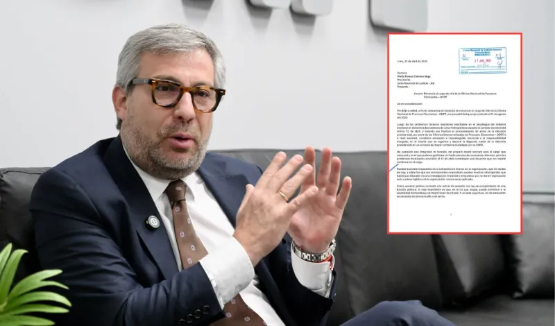Piero Corvetto presenta su carta renuncia a la ONPE tras irregularidades en la logística de las Elecciones 2026