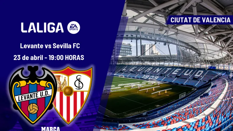 A qué hora es el Levante - Sevilla: horario y dónde ver hoy en TV y canal del partido de LaLiga EA Sports
