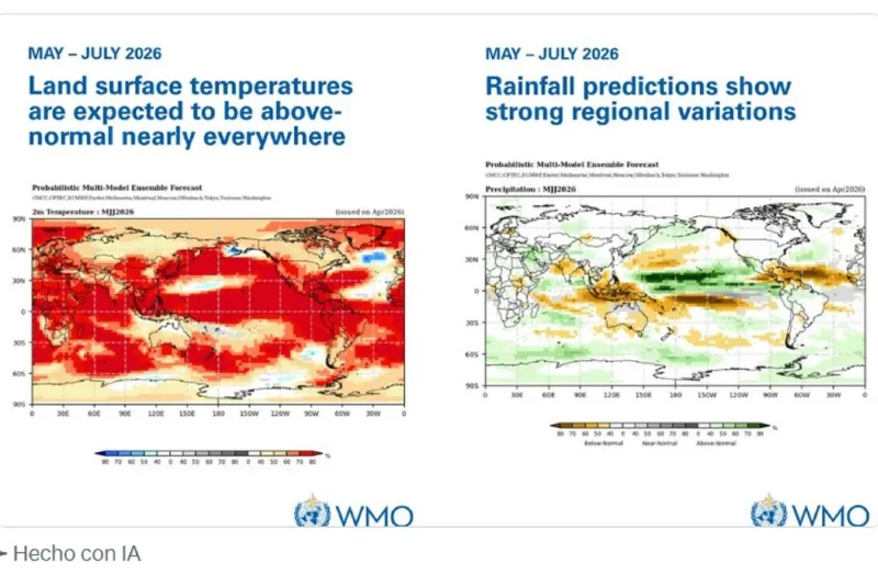 ONU prevé evento El Niño desde mediados del 2026 con lluvias intensas y mayor temperatura