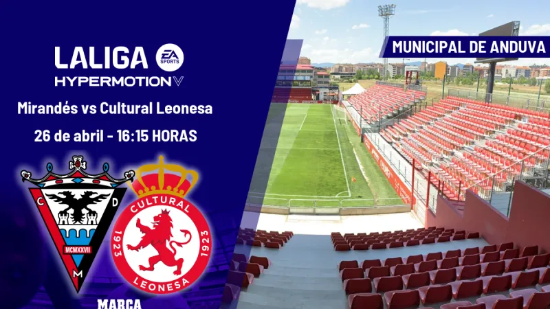 Mirandés - Cultural Leonesa: horario, dónde ver en TV y canal del partido de LaLiga Hypermotion