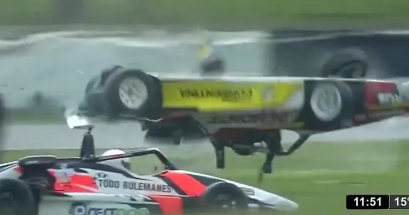 Benjamín Traverso y un impactante accidente en la Fórmula 3 Metropolitana: voló por el aire con su auto y salió vivo de milagro
