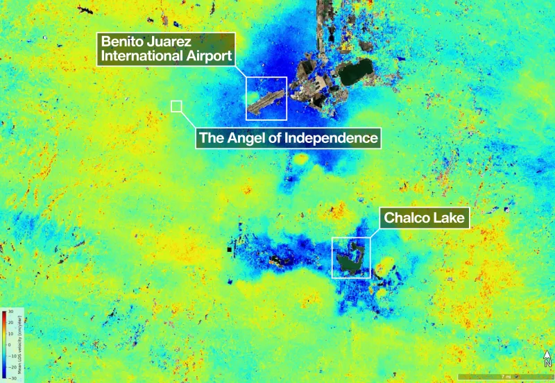 La NASA confirma desde el espacio el acelerado hundimiento de Ciudad de México: más de dos centímetros mensuales