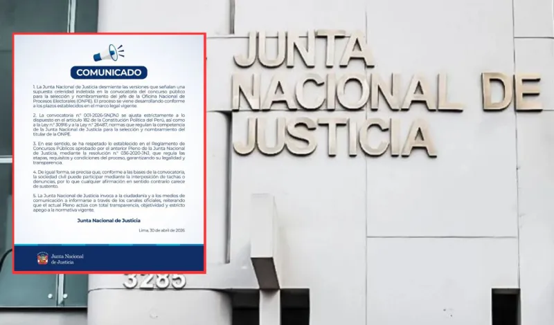 JNJ descarta supuesta celeridad indebida en proceso de selección para el nuevo jefe de la ONPE