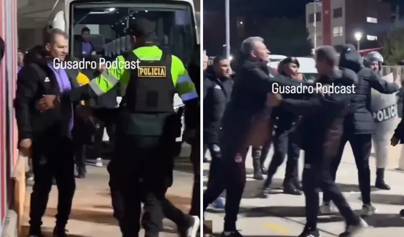 Escandalosa pelea en la Liga 1: DT de Comerciantes Unidos arremetió contra técnico de Cienciano y policias tuvieron que detenerlo
