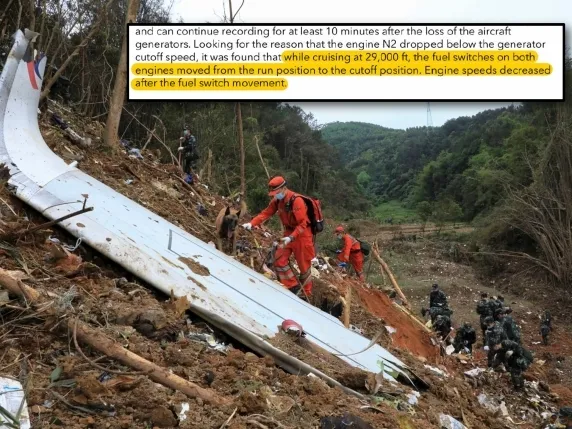 El accidente aéreo en China de 2022, que dejó 132 muertos, pudo ser intencionado: el piloto apagó los motores en vuelo y tiró de la palanca de empuje para caer