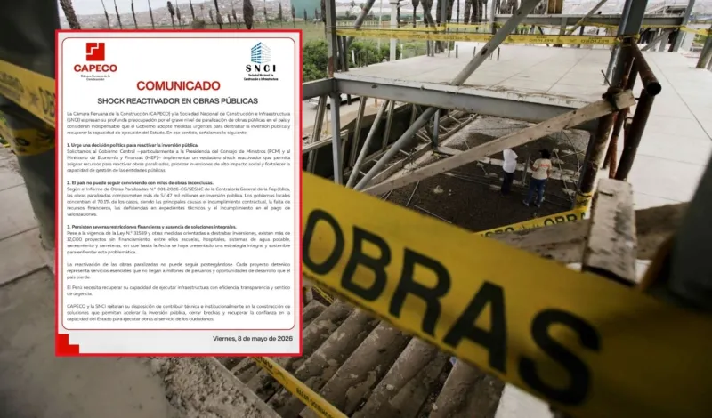 Gremios de contrucción exigen “shock reactivador” ante paralización de obras públicas en el Perú