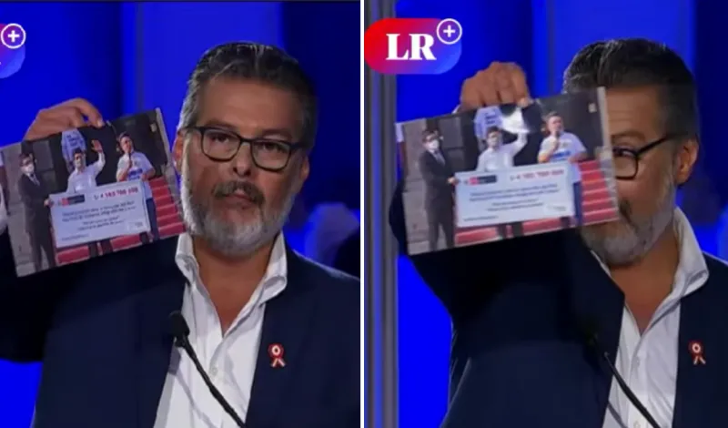 Llaman la atención al médico José Recoba de Fuerza Popular por mostrar una foto de Pedro Castillo durante el debate