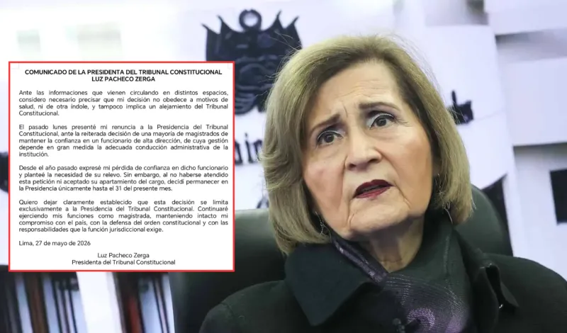 Luz Pacheco renuncia a la presidencia del TC tras rechazo del Pleno a remover a alto funcionario