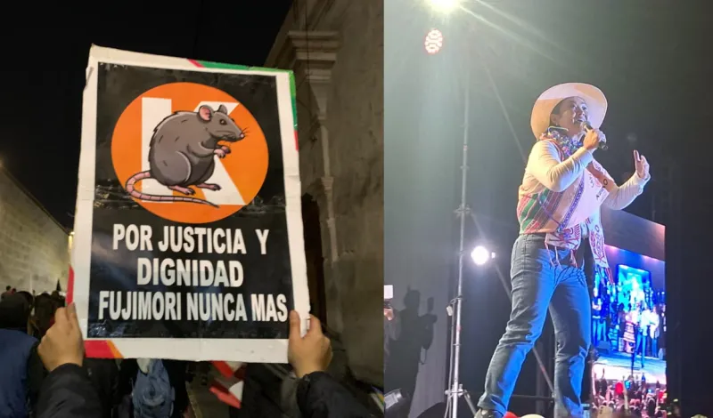 Keiko Fujimori realizó mitin en Arequipa en medio de protestas y fuerte resguardo policial