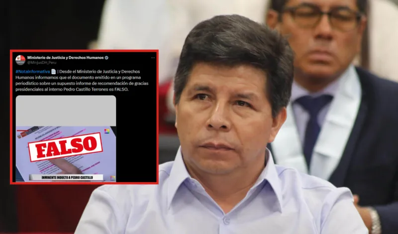 Ministerio de Justicia desmiente supuesto indulto a Pedro Castillo y califica información de falsa