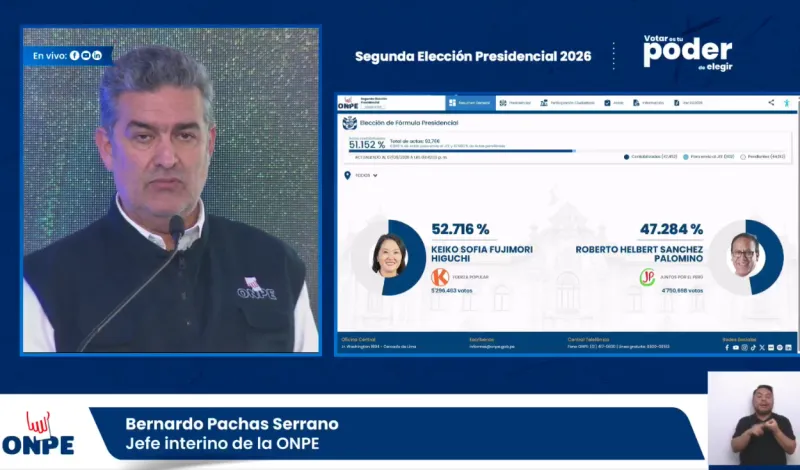 Jefe de la ONPE pide esperar el 100% de resultados: "Tener el cierre de una fiesta democrática como el Perú se lo merece"