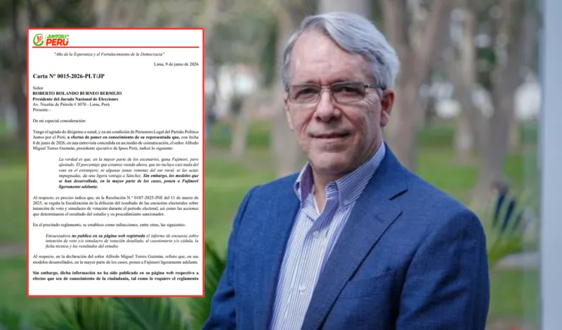 Juntos por el Perú pide al JNE actuar contra Alfredo Torres por marcar posición a favor de Fujimori