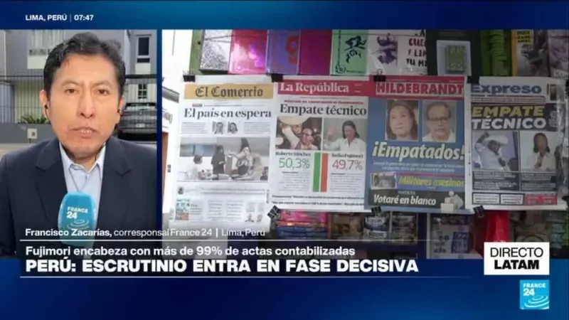 Directo Latam y el lento avance del conteo de votos del balotaje en Perú