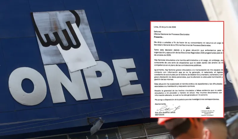 Secretario general de la ONPE denunció manipulación de equipos de cómputo en su carta de renuncia
