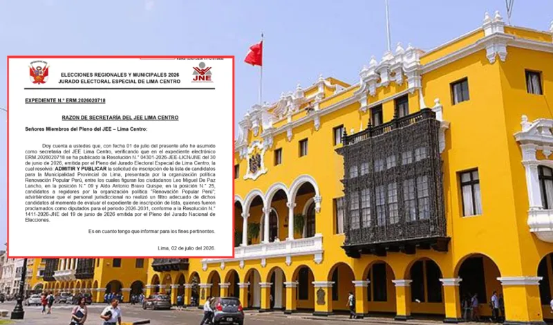 JEE informa que hubo un error al admitir a dos diputados electos en lista de Renovación Popular para la MML