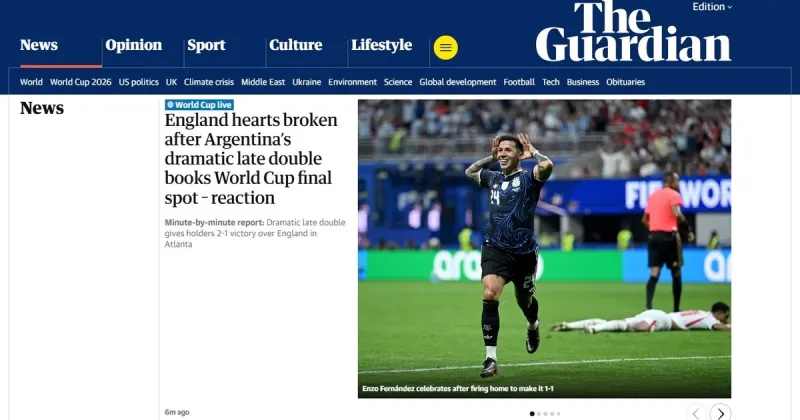 "Corazones rotos": así contaron los medios ingleses la remontada de Argentina y la derrota de Inglaterra