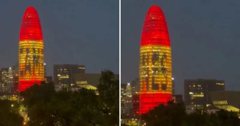 En España iluminaron la Torre Agbar con la palabra “campeones” antes de la final y las redes explotaron: la historia del video viral