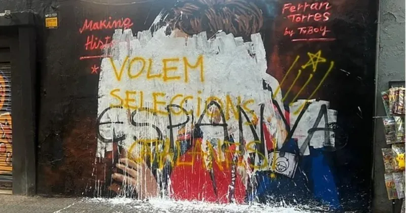 Indignación en España: vandalizaron en Barcelona un mural de Ferran Torres, el héroe de la final del Mundial