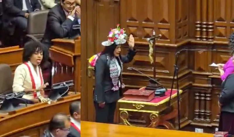 Captan a Rosangella Barbarán haciendo "gesto de asco" durante juramentación de diputada de JP