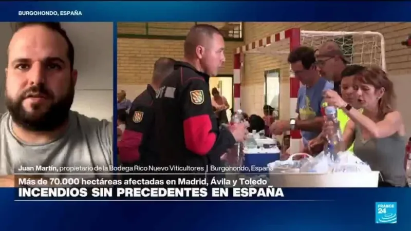 Voluntarios apoyan labores de los bomberos en incendios forestales en España