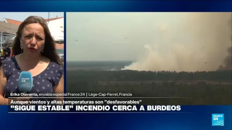 Francia: incendio cerca de Burdeos permanece "estabilizado", pero persisten rebrotes
