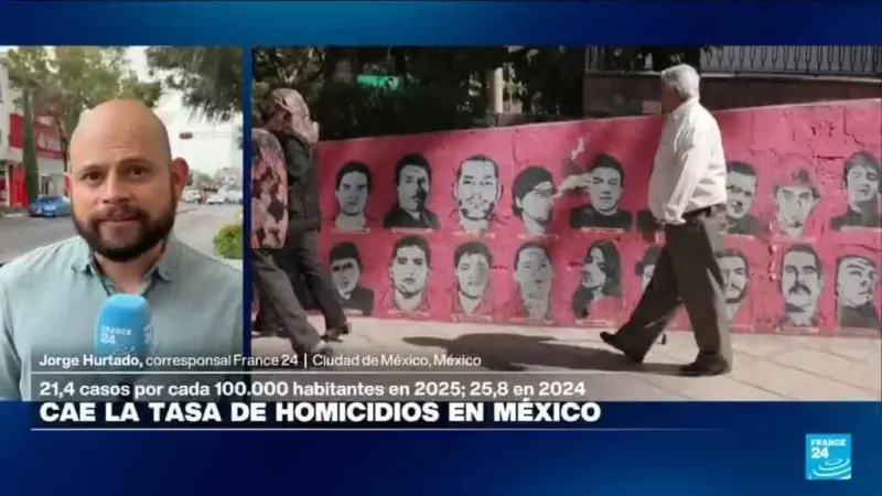 Homicidios en México caen 16,6% en 2025, la mayor reducción en más de una década, según Inegi