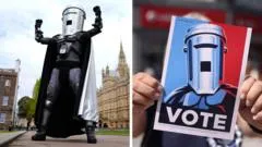 "Count Binface", el candidato disfrazado de guerrero intergaláctico que logra cada vez más votos en las elecciones de Reino Unido