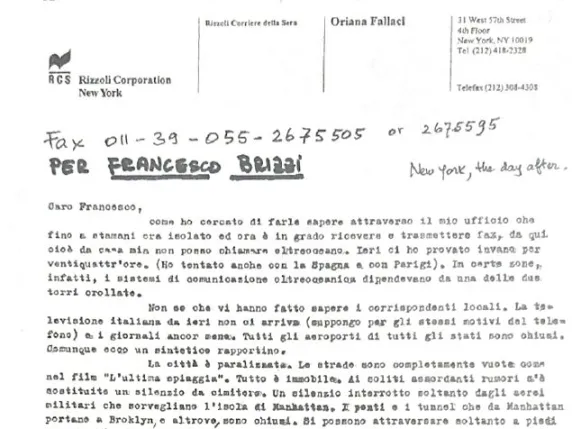 La carta inédita de Oriana Fallaci tras el 11-S: "Yo creía haberlo visto todo en mi vida. Y no. Estoy muy furiosa"
